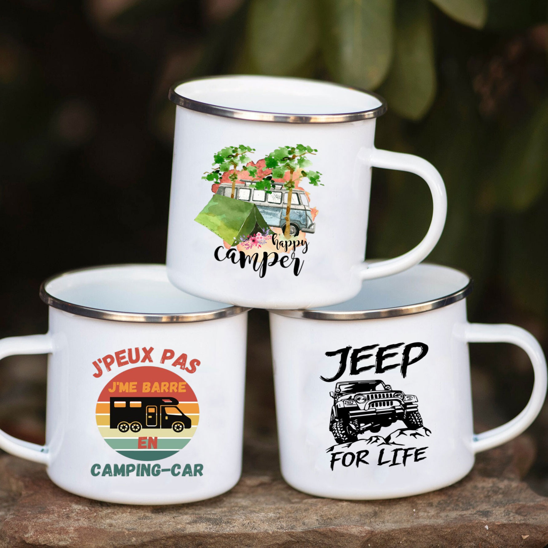 Outdoor Adventure Festival - Taza de Esmalte para Autocaravana, Taza